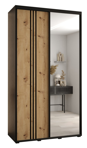 Szafa przesuwna 45 wysoka Davos 7 140 czarny+artisan+czarny 147607