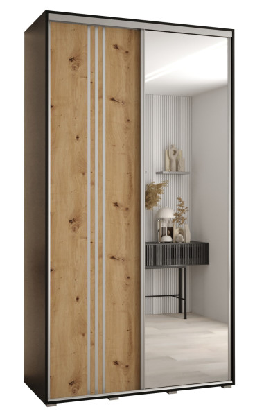 Szafa przesuwna 45 wysoka Davos 7 140 czarny+artisan+srebrny 147615