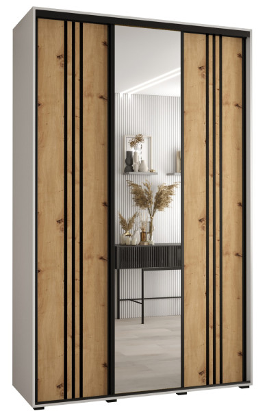 Szafa przesuwna 45 wysoka Davos 7 150 biały+artisan+czarny 147597