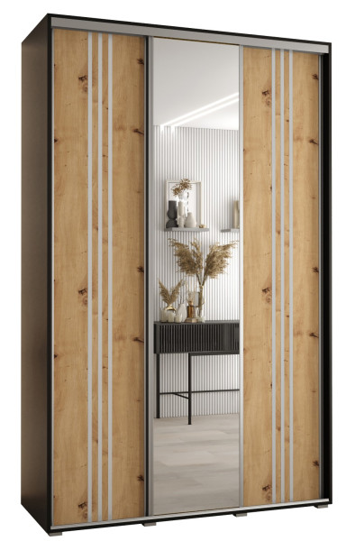 Szafa przesuwna 45 wysoka Davos 7 150 czarny+artisan+srebrny 147561