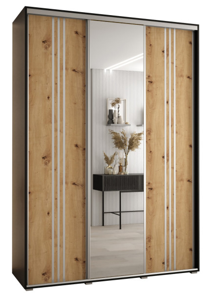 Szafa przesuwna 45 wysoka Davos 7 170 czarny+artisan+srebrny 147428