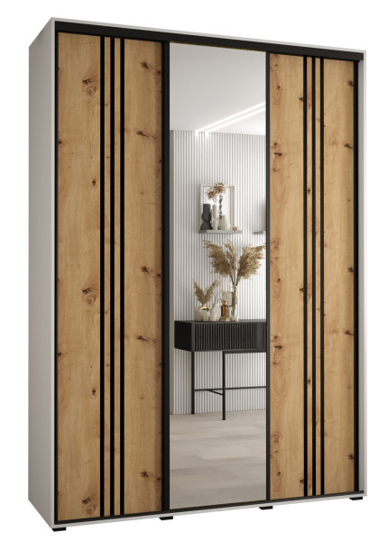 Szafa przesuwna 45 wysoka Davos 7 180 biały+artisan+czarny 155038