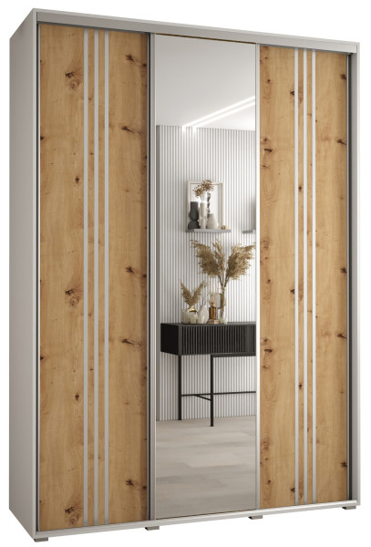 Szafa przesuwna 45 wysoka Davos 7 180 biały+artisan+srebrny 155036