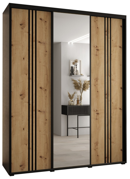 Szafa przesuwna 45 wysoka Davos 7 190 czarny+artisan+czarny 150939
