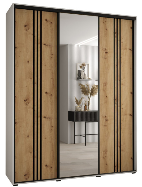 Szafa przesuwna 45 wysoka Davos 7 200 biały+artisan+czarny 155034