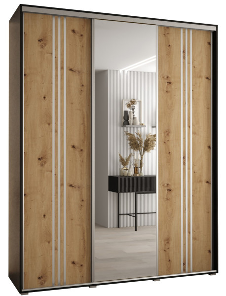 Szafa przesuwna 45 wysoka Davos 7 200 czarny+artisan+srebrny 155031