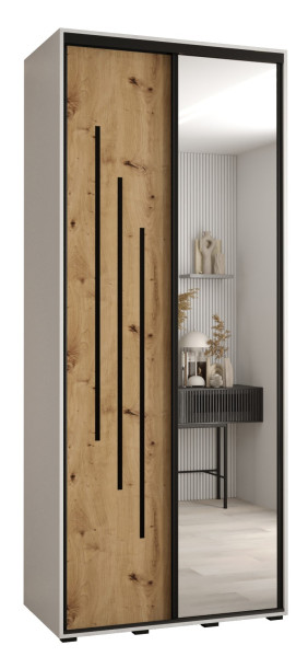 Szafa przesuwna 45 wysoka Davos 9 100 biały+artisan+czarny 151057