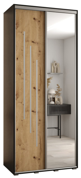 Szafa przesuwna 45 wysoka Davos 9 110 czarny+artisan+srebrny 154458