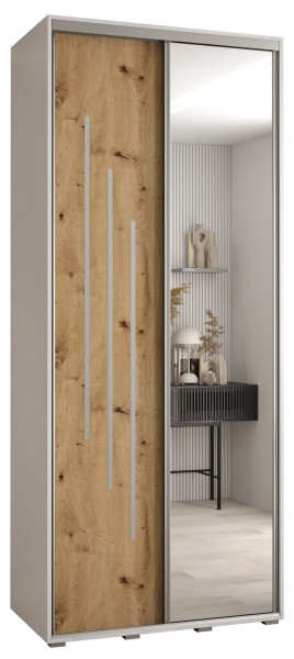 Szafa przesuwna 45 wysoka Davos 9 120 biały+artisan+srebrny 154453