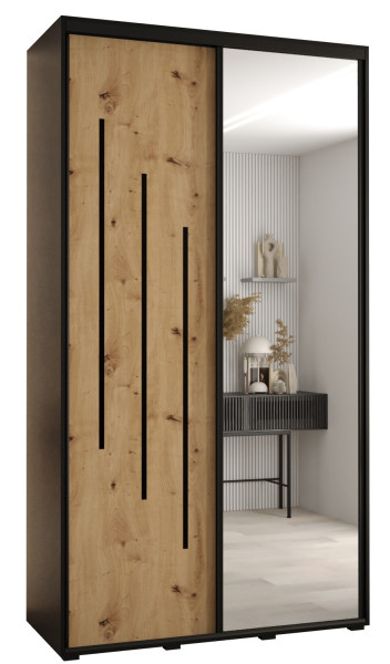 Szafa przesuwna 45 wysoka Davos 9 130 czarny+artisan+czarny 156024