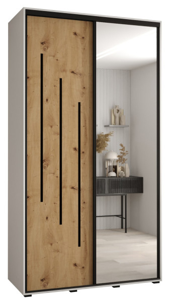 Szafa przesuwna 45 wysoka Davos 9 140 biały+artisan+czarny 156091