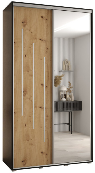 Szafa przesuwna 45 wysoka Davos 9 140 czarny+artisan+srebrny 156146