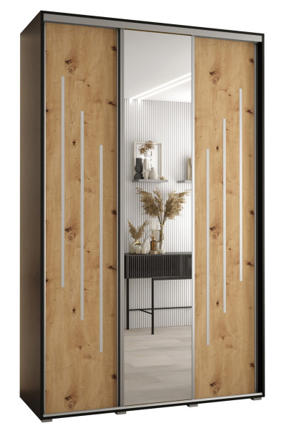 Szafa przesuwna 45 wysoka Davos 9 150 czarny+artisan+srebrny 156020