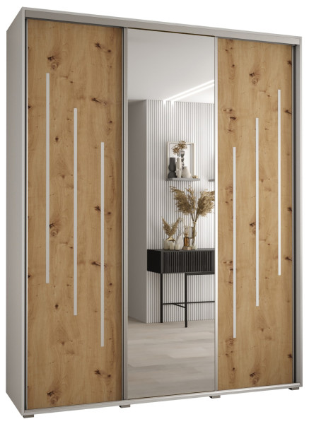 Szafa przesuwna 45 wysoka Davos 9 190 biały+artisan+srebrny 156117