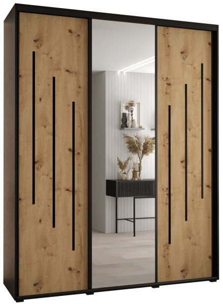 Szafa przesuwna 45 wysoka Davos 9 200 czarny+artisan+czarny 156221